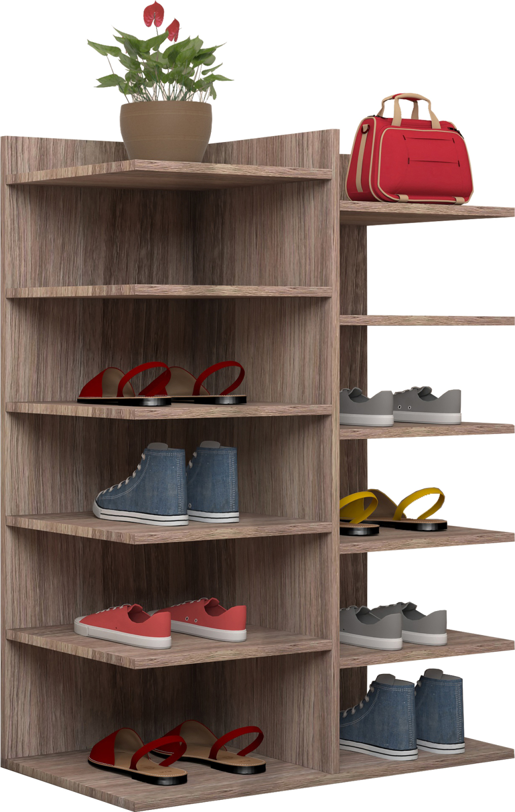 Schuhregal ENOSA - Sonoma Eiche - 12 offene Fächer - 60 cm