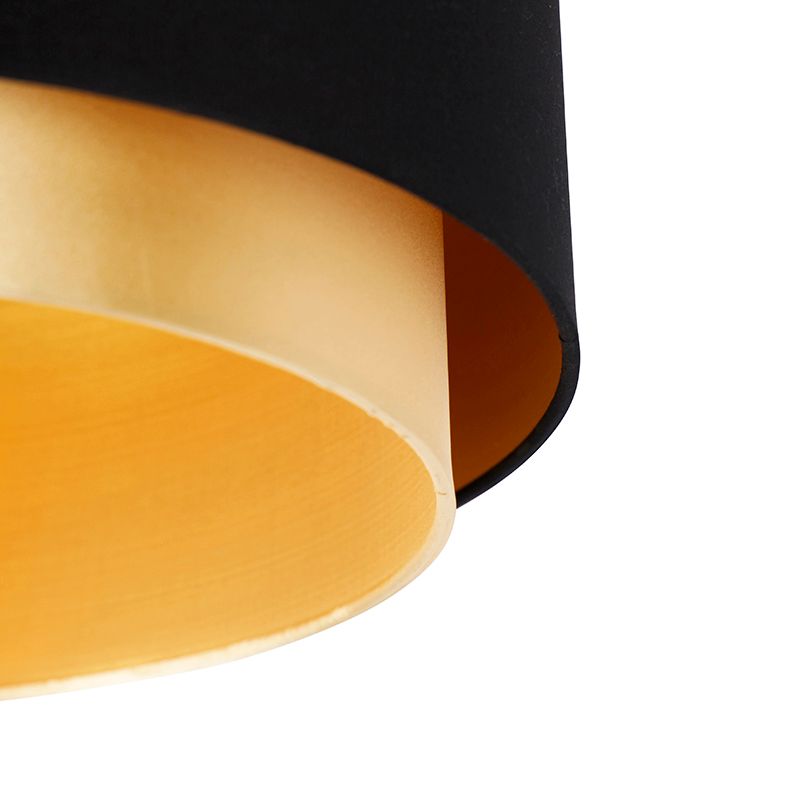 Moderne plafondlamp zwart met goud 47 cm duo kap - Combi
