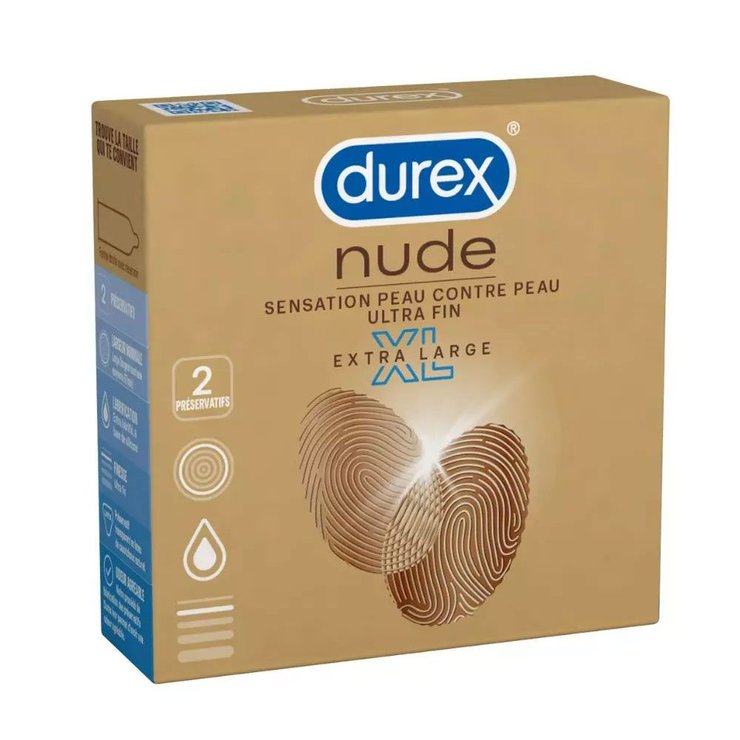 Préservatifs Sensation Peau contre Peau XL x2 Nude Durex