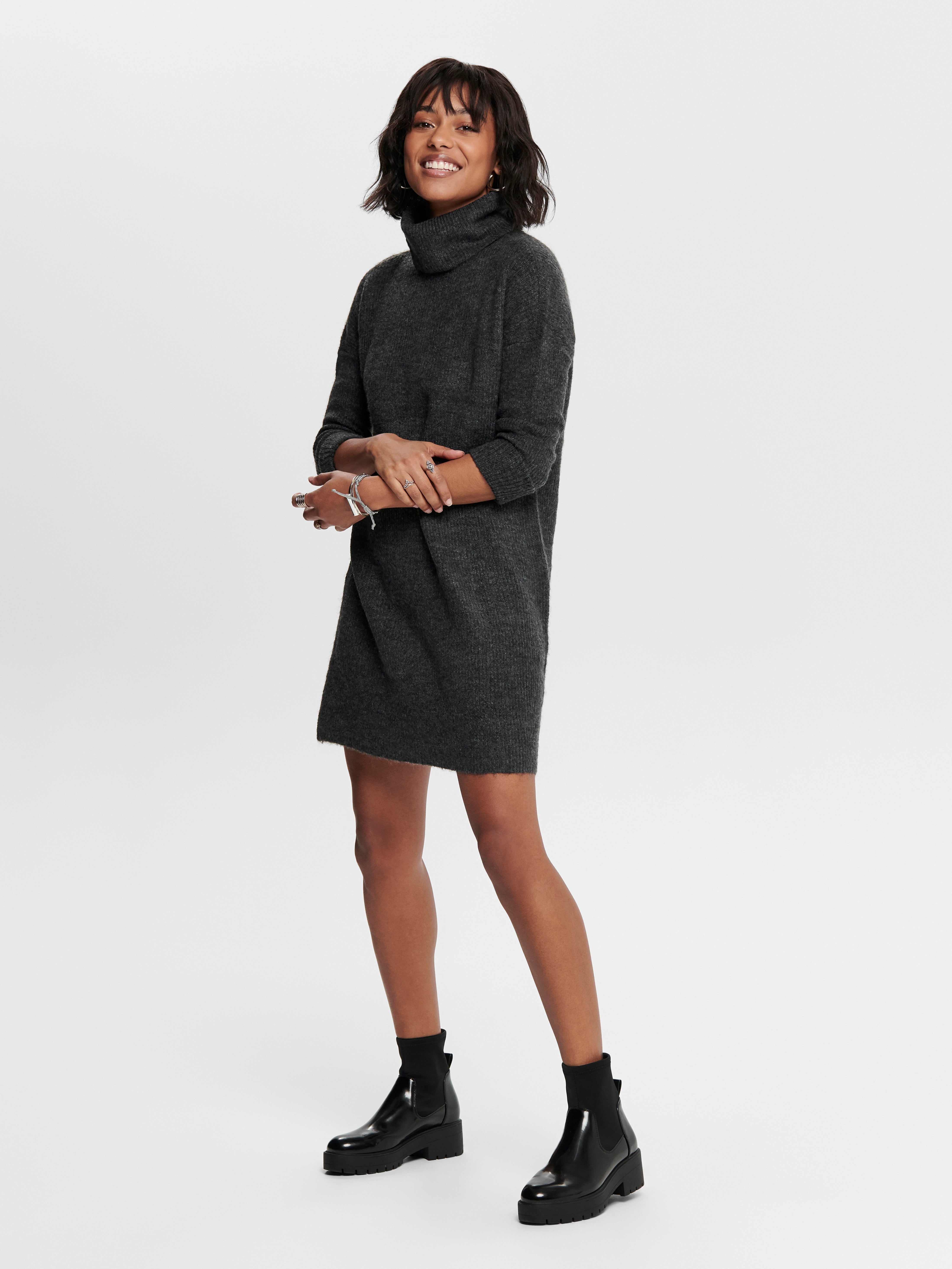 ONLJANA Langes Kleid Dark Grey Melange