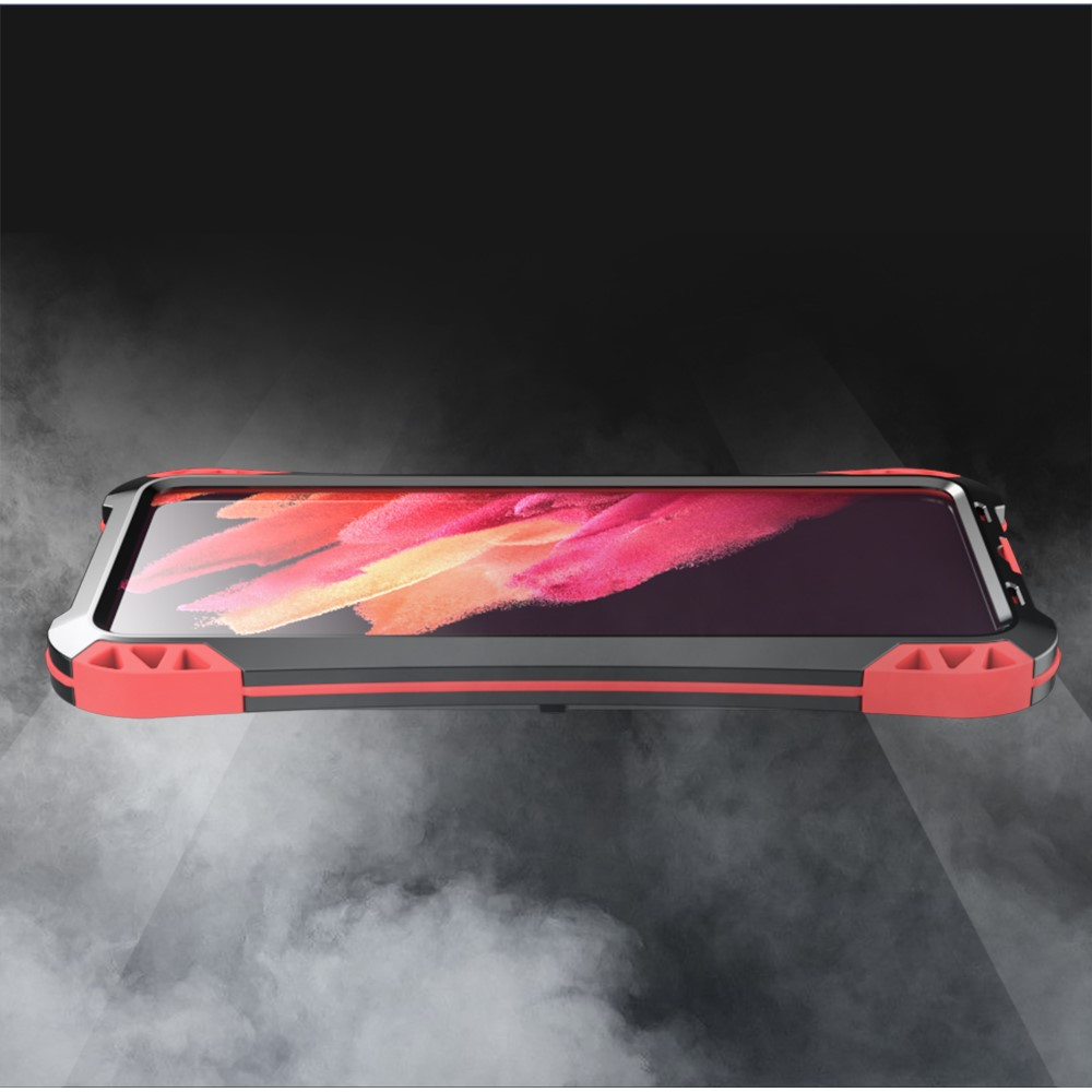 Samsung Galaxy S21 FE 5G Silikon Metall Outdoor Schutzhülle   Panzerfolie Carbon Look - Schwarz