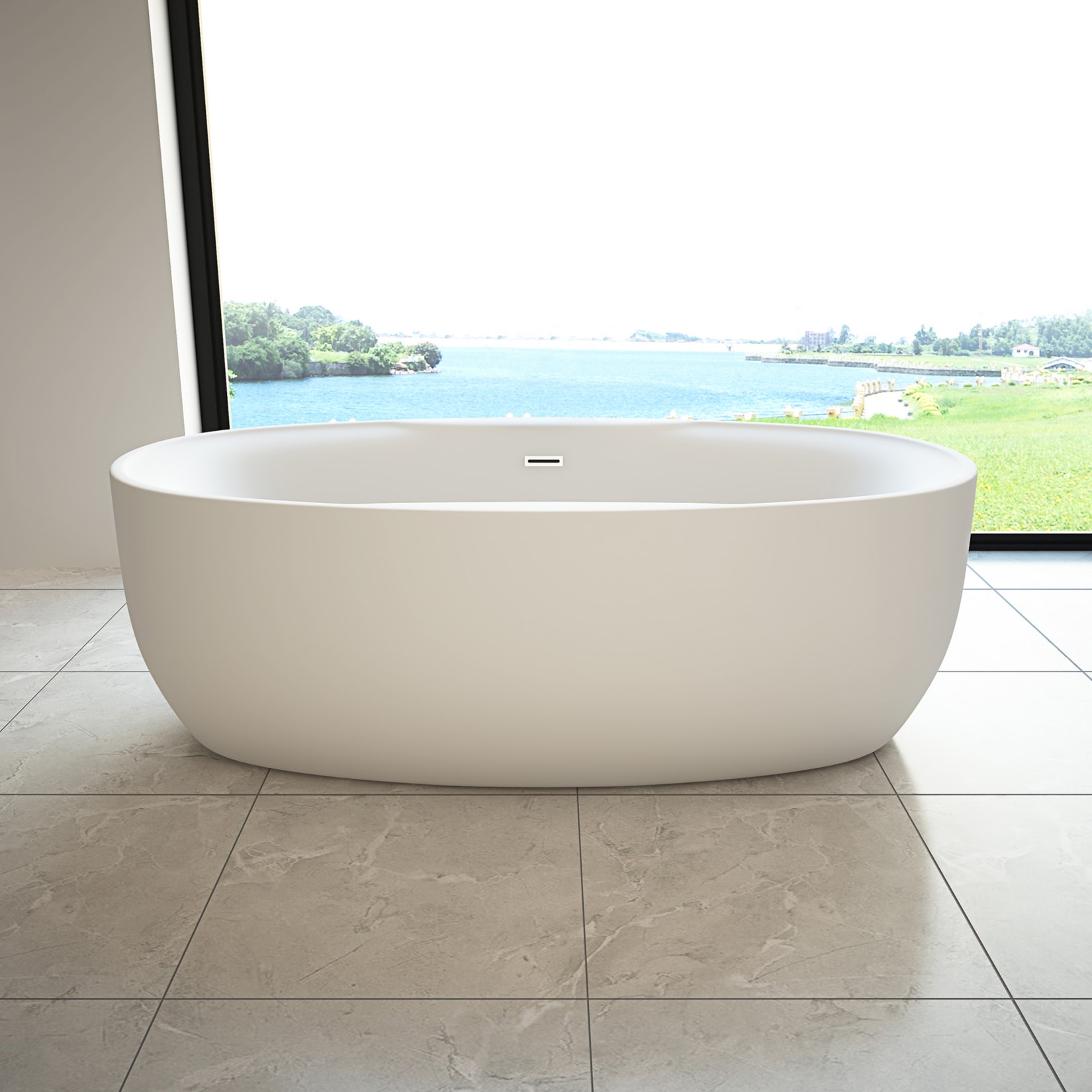TroniTechnik® Freistehende Badewanne ANAFI Maße ca. 170 x 80 x 58cm Wanne - Füllmenge 195 Liter, aus Acryl mit Siphon