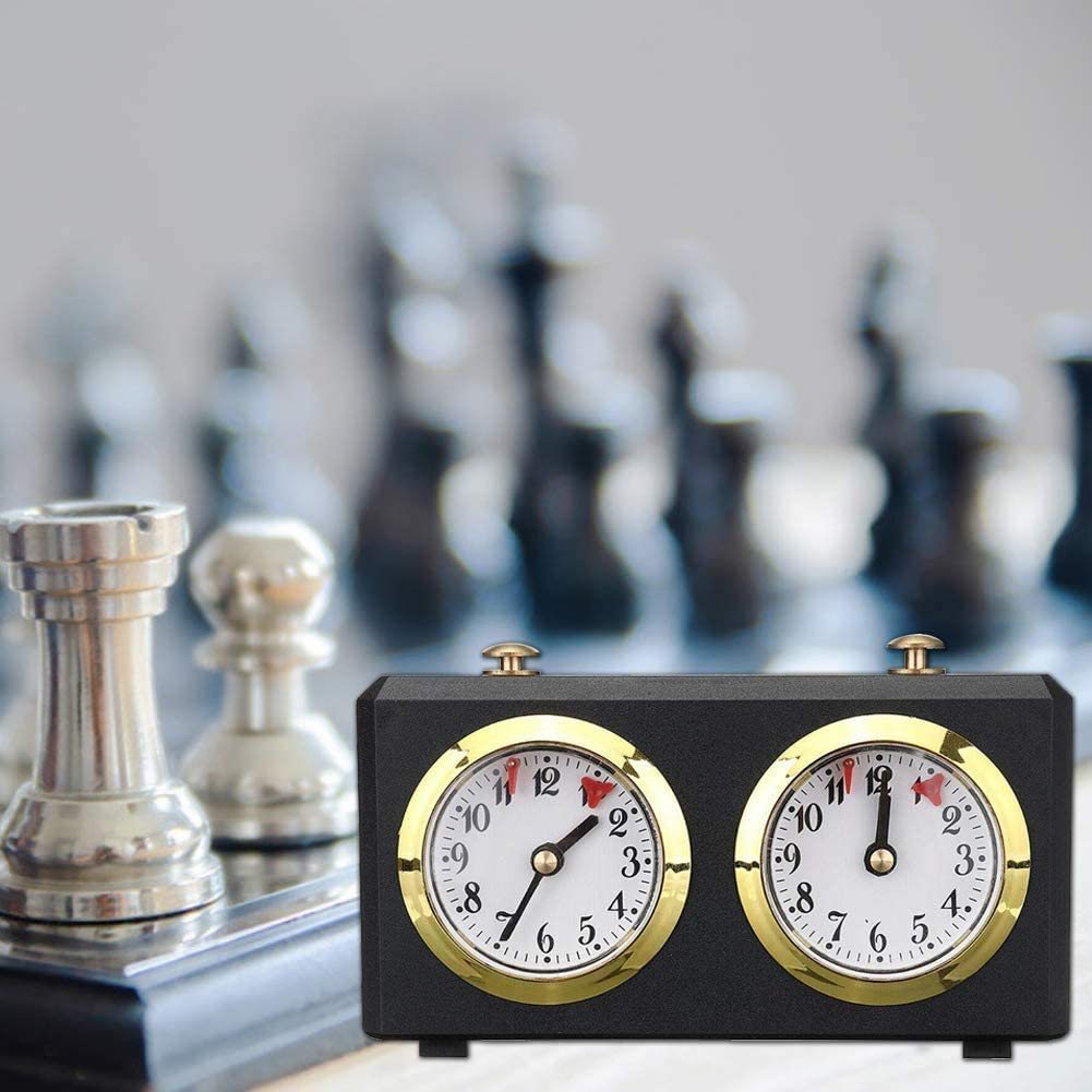 Analoge Schachuhr Wettbewerb Countdown Brettspiel Turnier Timer - Schwarz / Gold