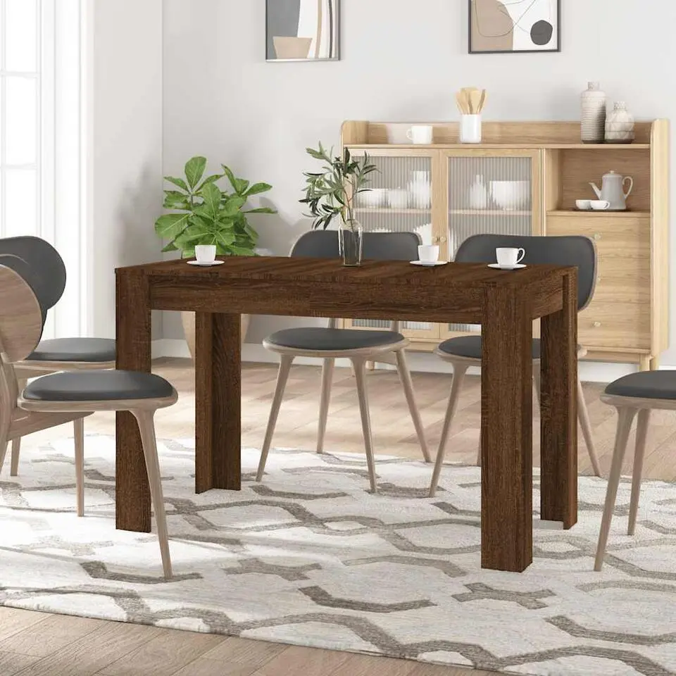 vidaXL Eettafel - Rechthoekige tafel - Bruin eiken - Bewerkt hout - 120x60x76 cm