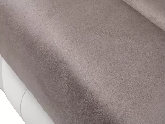 Canapé d'angle relax gris et blanc en microfibre et simili TOLZANO