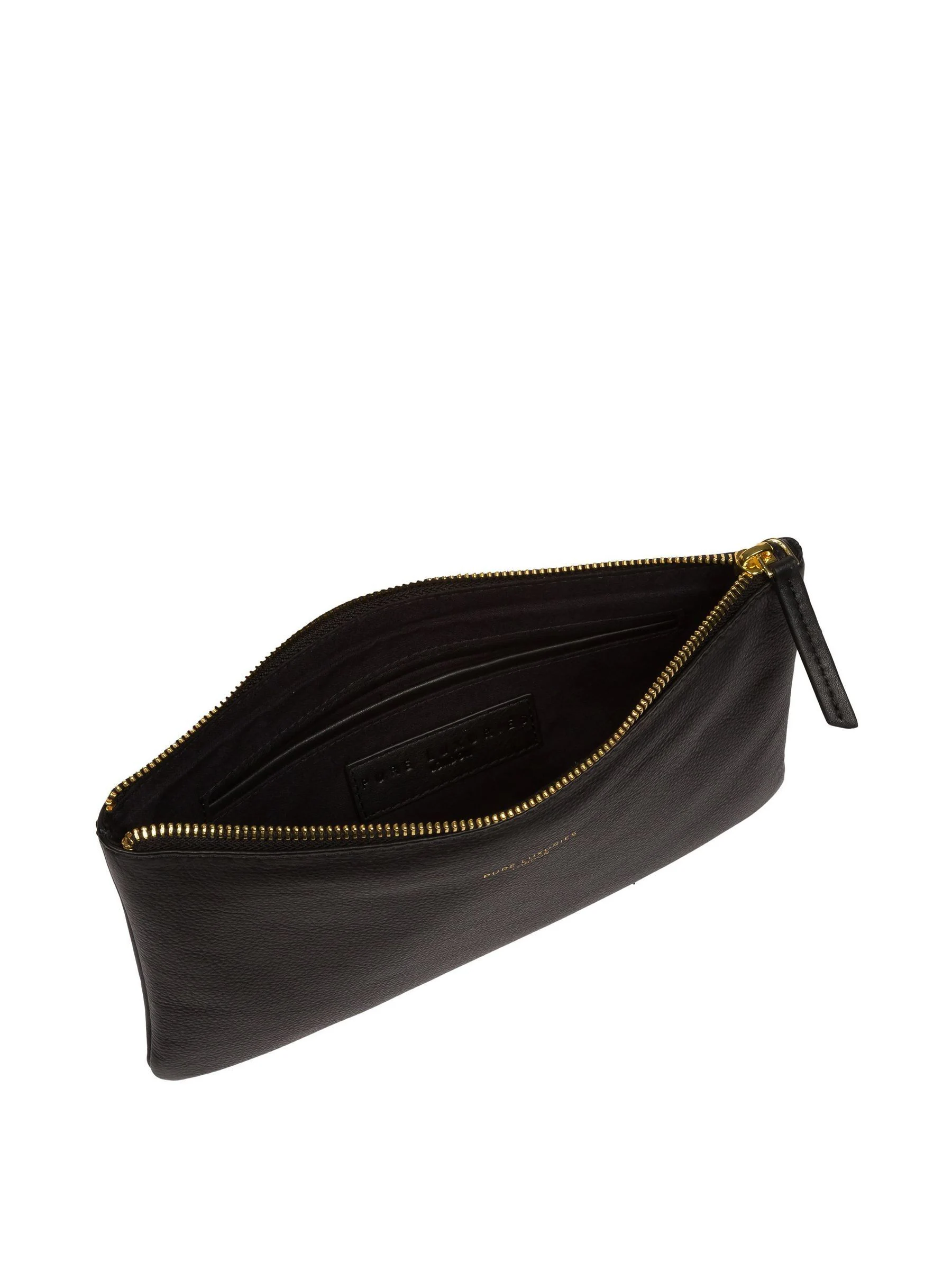Zwart - Pure Luxuries London Wilmslow Nappa Leather Clutch Bag