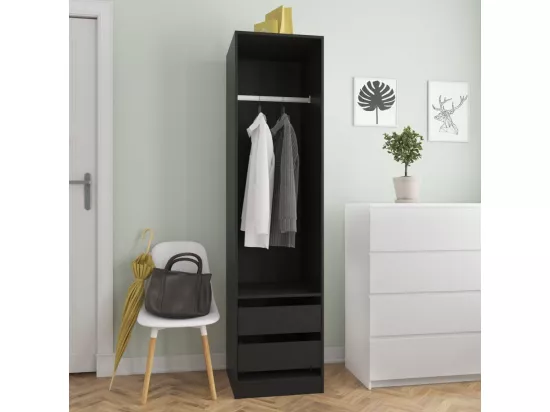 Garde-robe avec tiroirs Noir 50x50x200