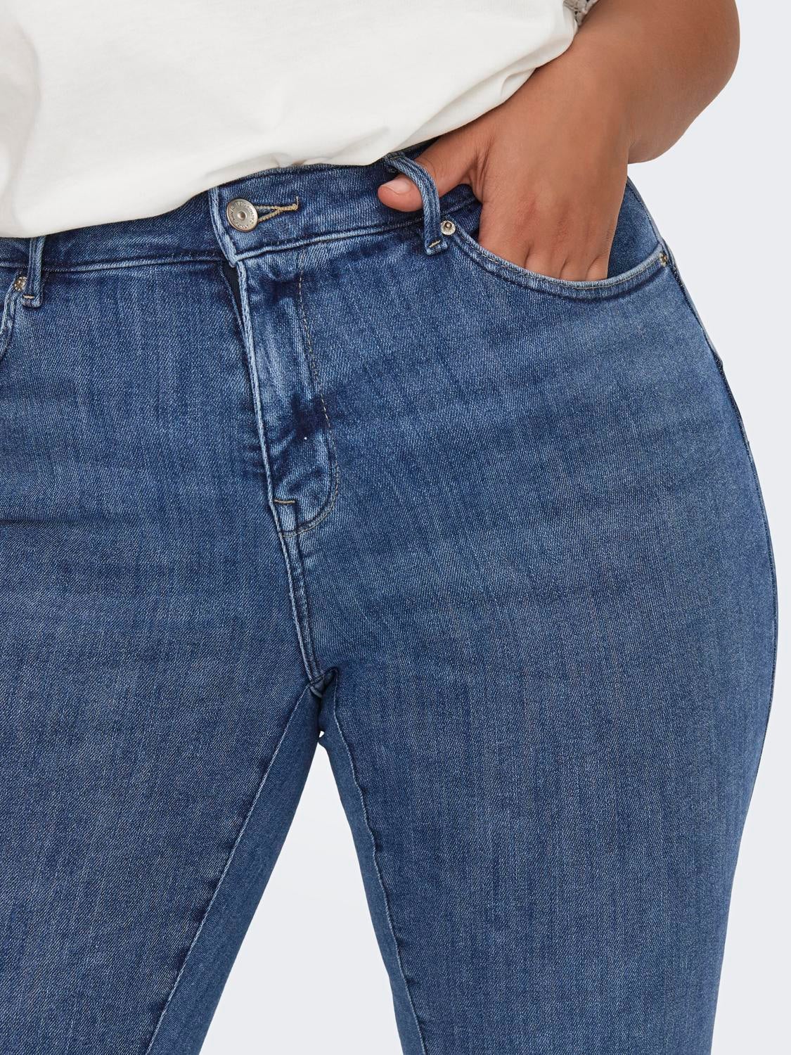 CARPOWER Mittlere Taille Skinny Fit Jeans Dark Medium Blue Denim