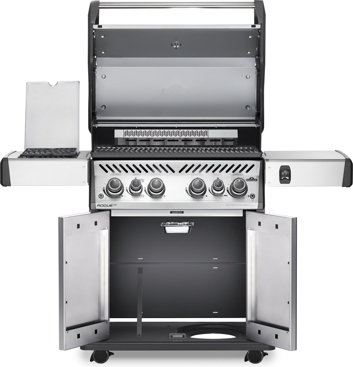 Napoleon gasbarbecue met achter- en zijbrander Rogue zilver154 x 64 x 123 cm