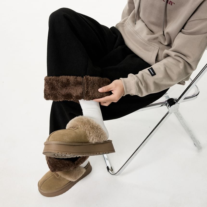 Derbundy - Hoge taille corduroy broek met fleecevoering en rechte pijpen