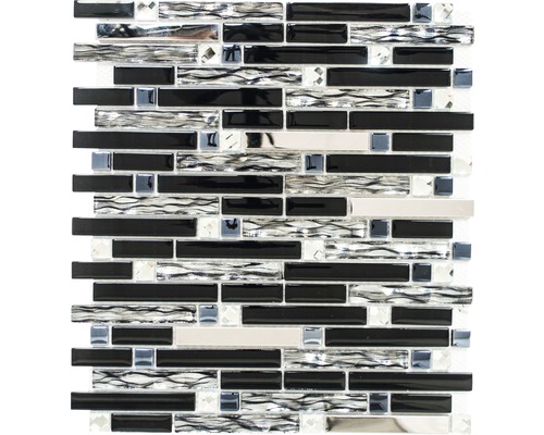 Glasmozaïek met metaal Kristal XCM GV878 29,8x33,8 cm zwart
