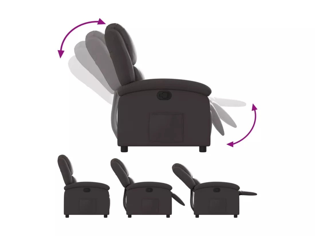 Fauteuil inclinable marron foncé cuir véritable