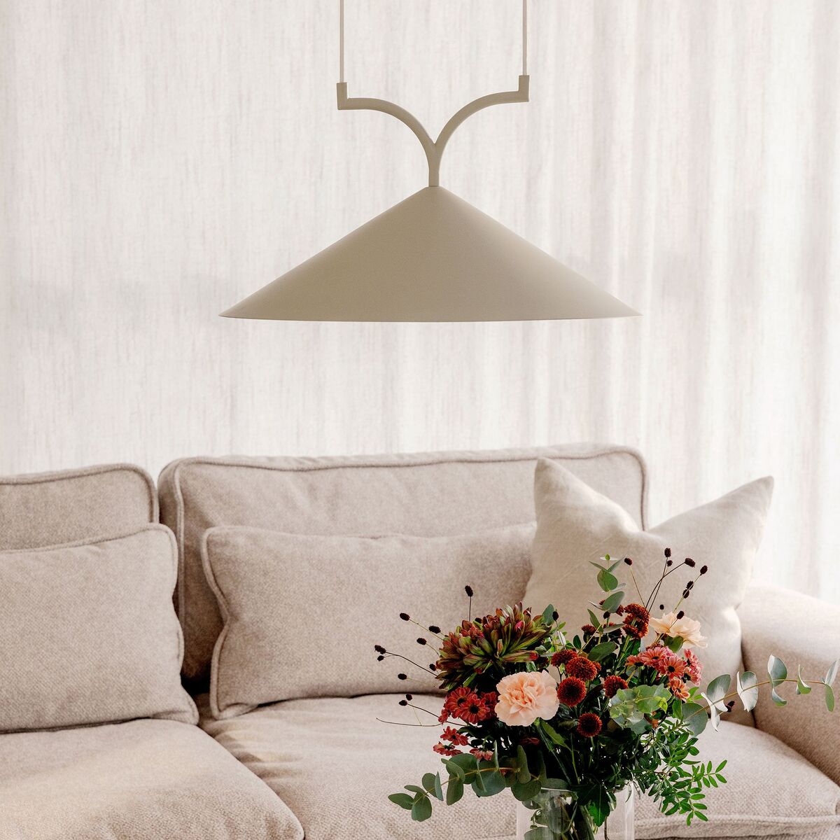 Curve pendellampe 50 cm, beige
