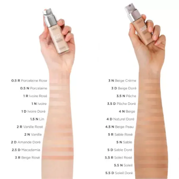 Base Líquida True Match da L'Oréal Paris, nº 5.N Areia, 30ml