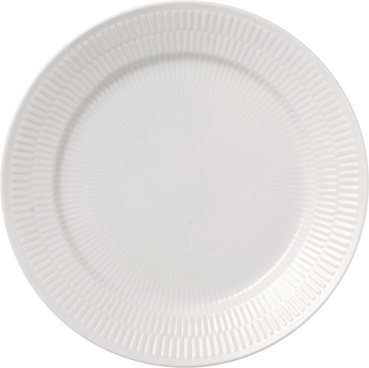 Royal Copenhagen Hvid Riflet Tallerken, 25 cm Hvid