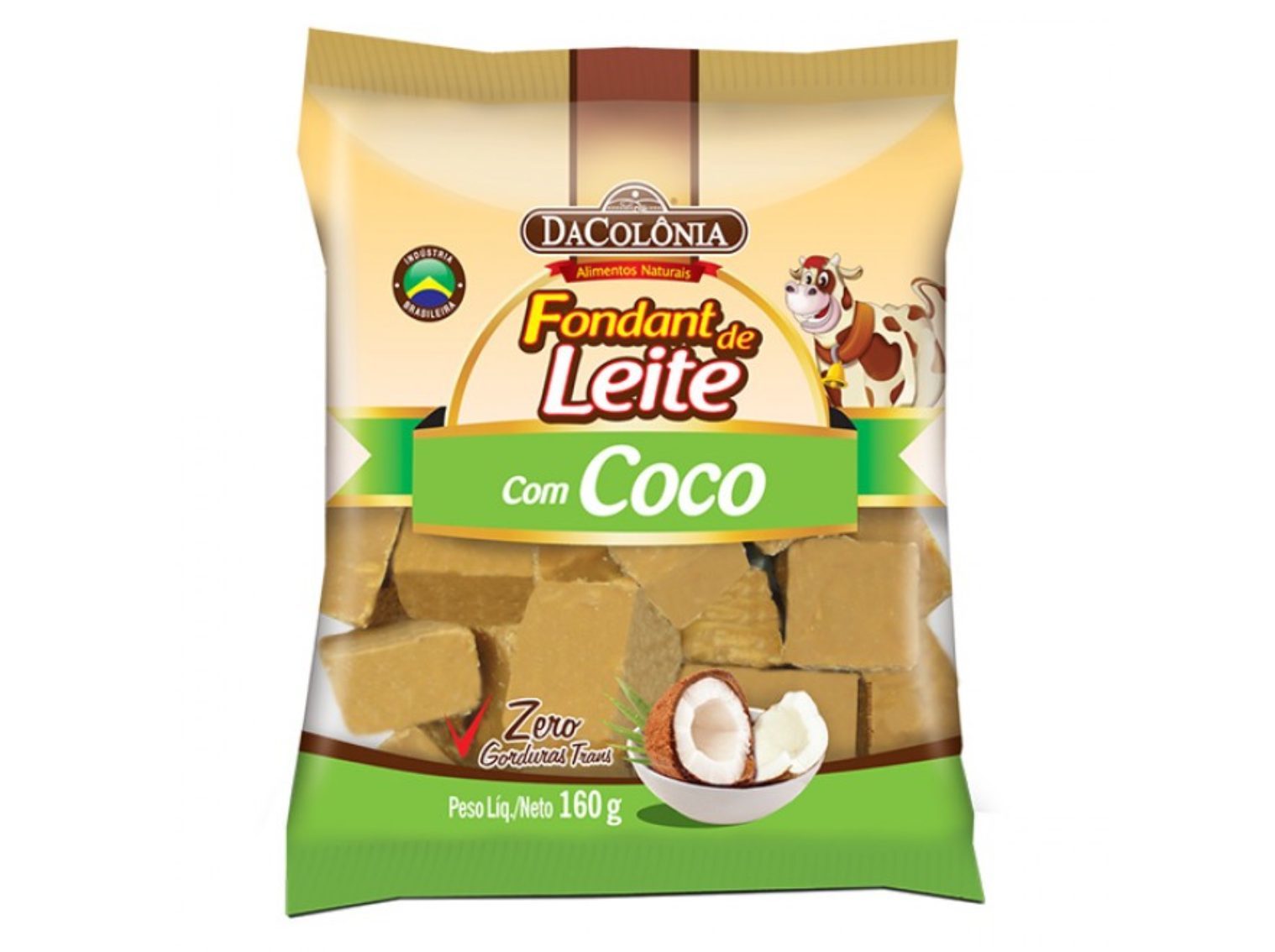 FONDANT DACOLÔNIA DE LEITE COM COCO 160G