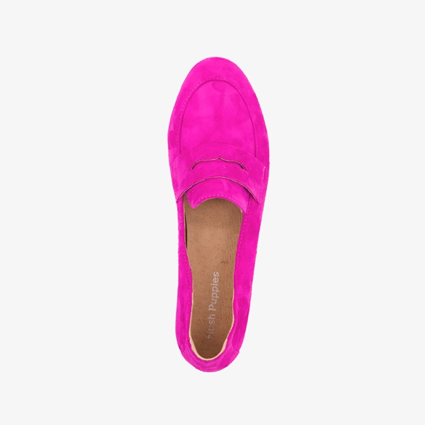 Hush Puppies suede dames instappers fuchsia