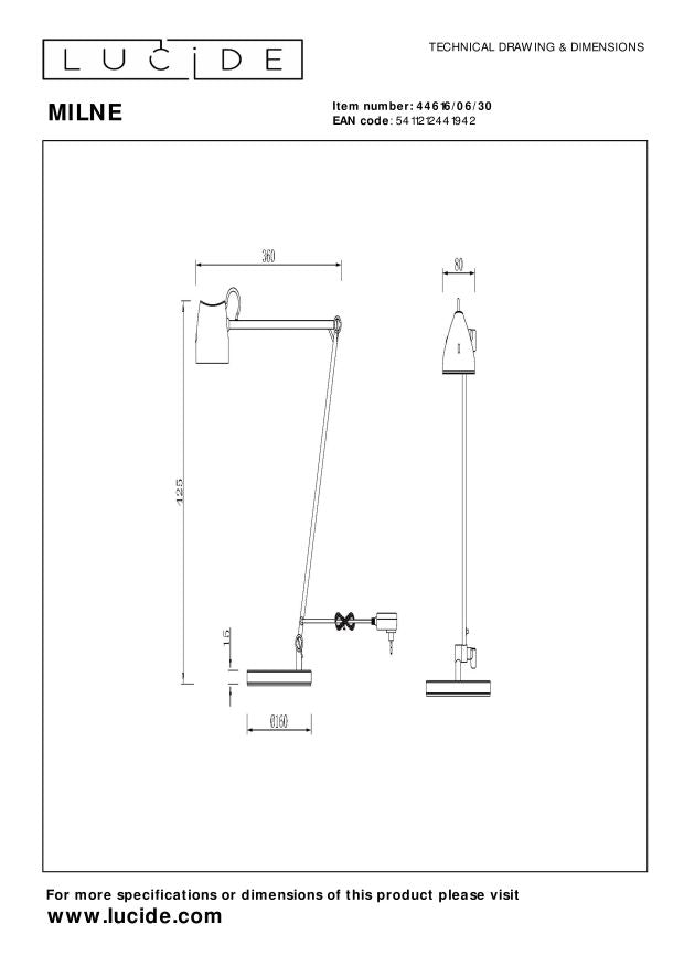 Lucide MILNE Leeslamp - Zwart