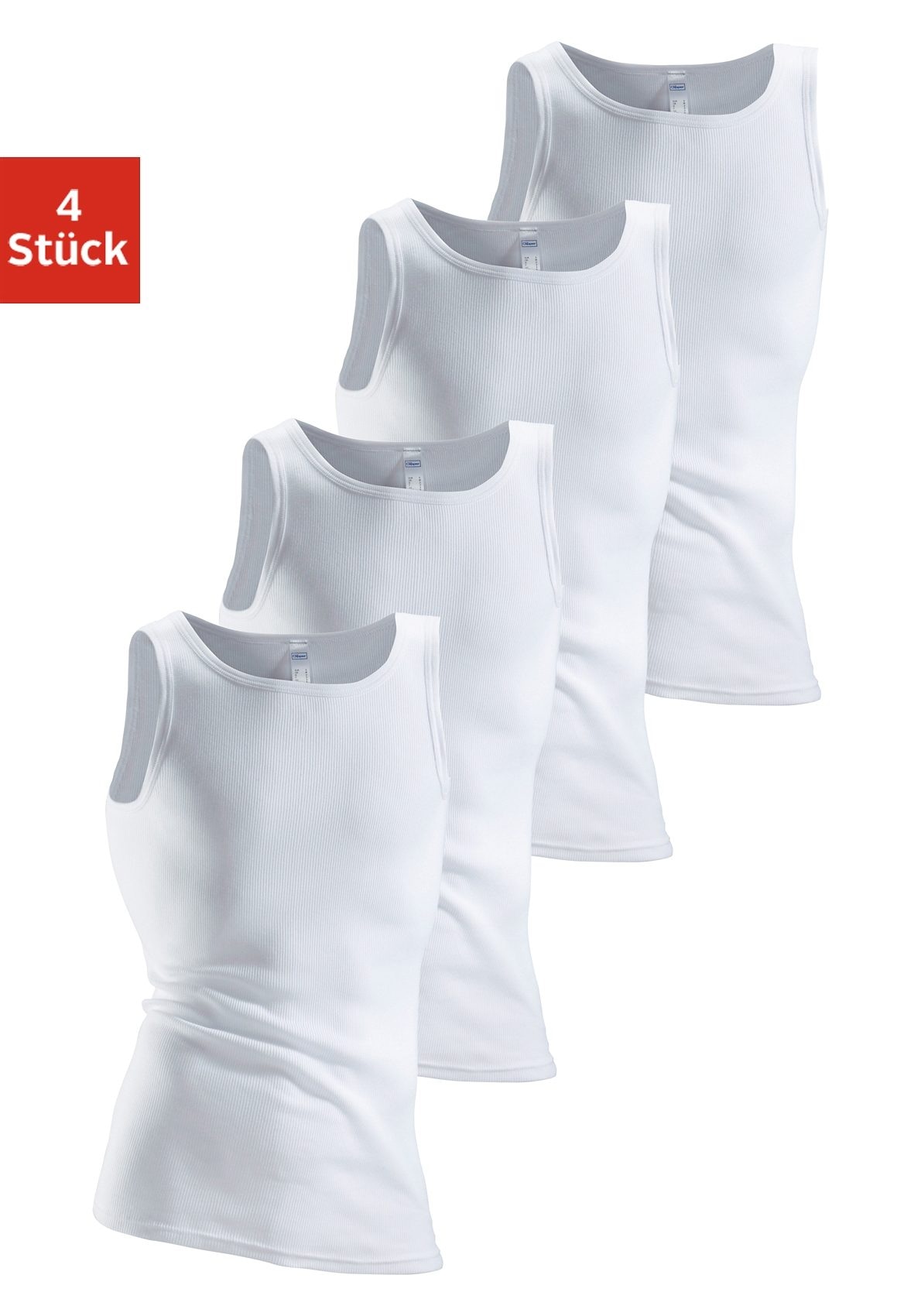 Clipper Unterhemd, 4 Stk. aus Doppelripp, Tanktop, Unterziehshirt