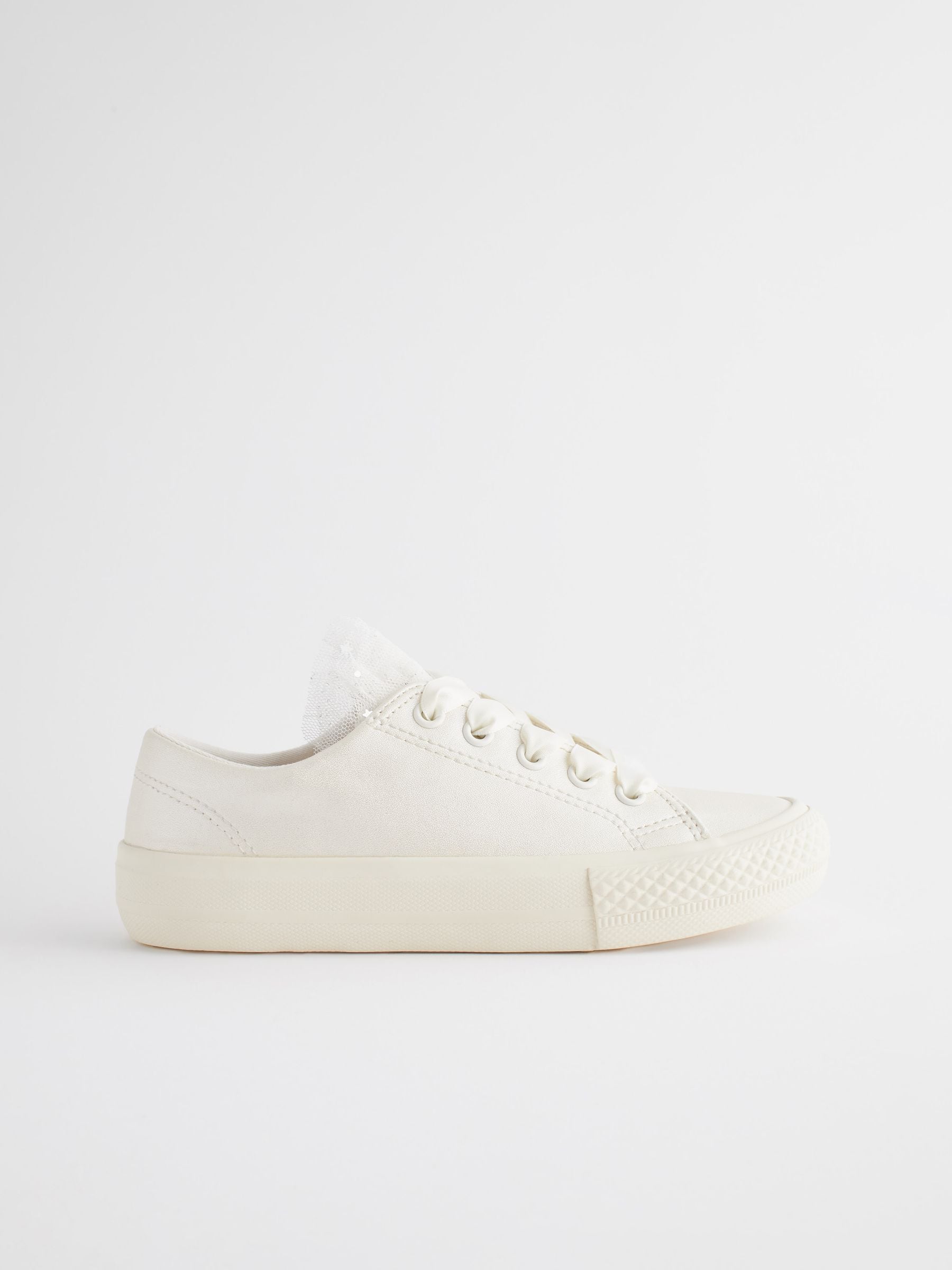 Wit - Gelegenheids-Tulle trainers met Vetersluiting