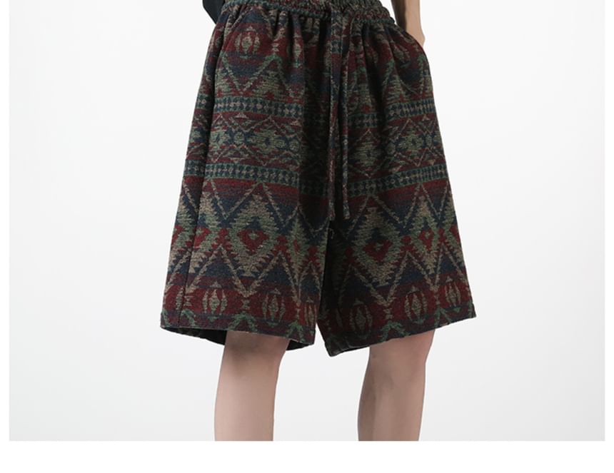 AXEN - Bermudashorts met trekkoord en patroon