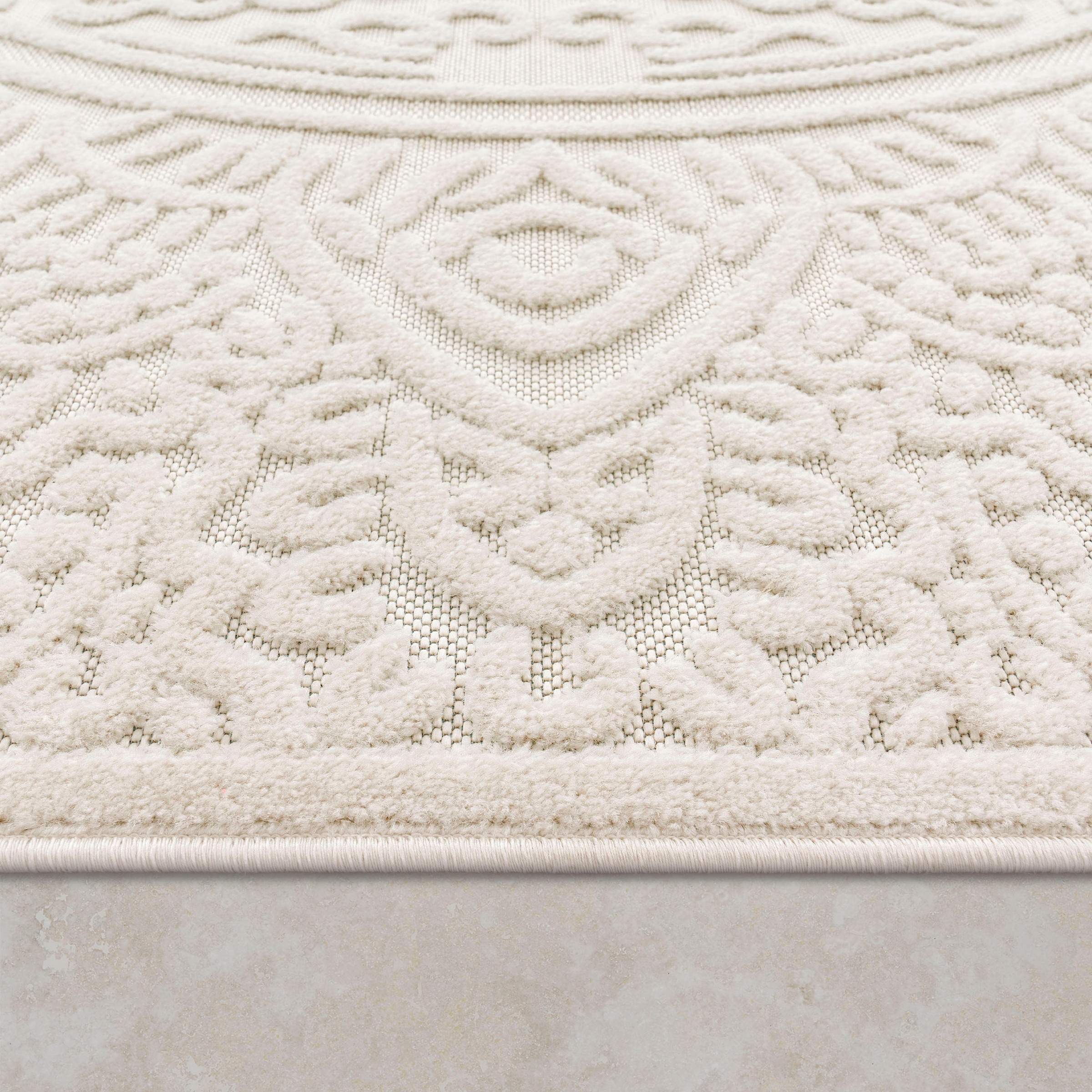 Paco Home Teppich »Cotton 232« rechteckig 10 mm Höhe Uni Farben, Hoch-Tief Effekt, boho, In- und Outdoor geeignet