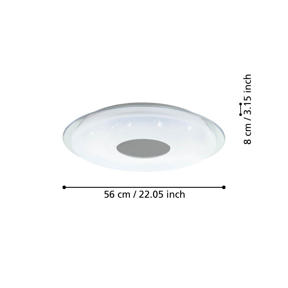 EGLO - Totari-Z plafond krom og hvid m/krystaleffekt Ø56 - TW - Zigbee, Bluetooth