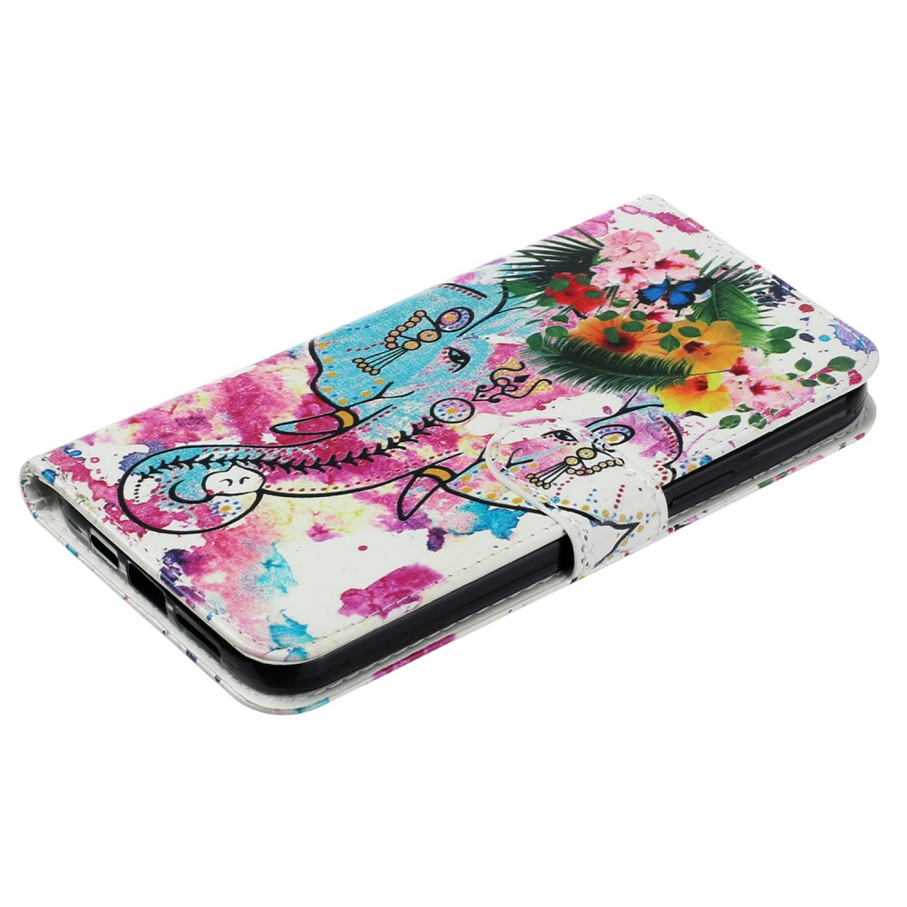 iPhone 16 Pro Max Leder Tasche mit Kartenfächer - Indian Flower Elephant