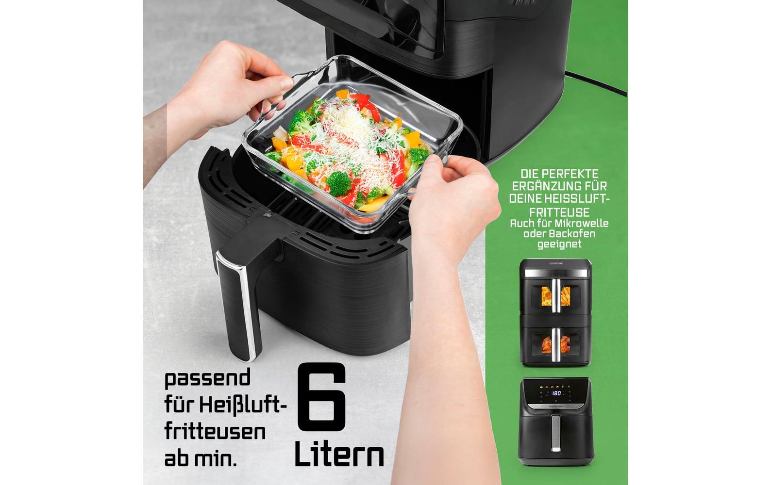 Auflaufform für Heissluft-Fritteusen Eckig, Transparent,Glas-Auflaufform