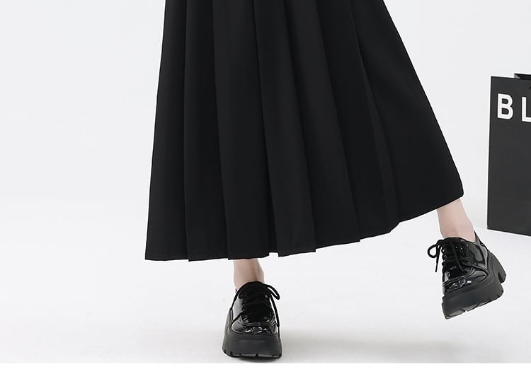 Niji Smile - A-lijn geplooide maxi-rok met hoge taille