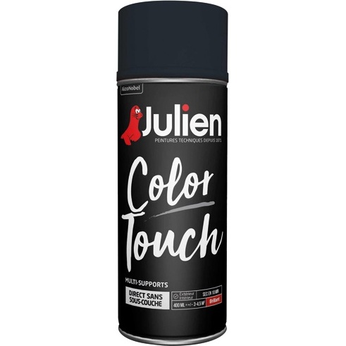 Peinture brillante multi-supports Color Touch Julien - Aérosol de 400 ml, noir RAL9005