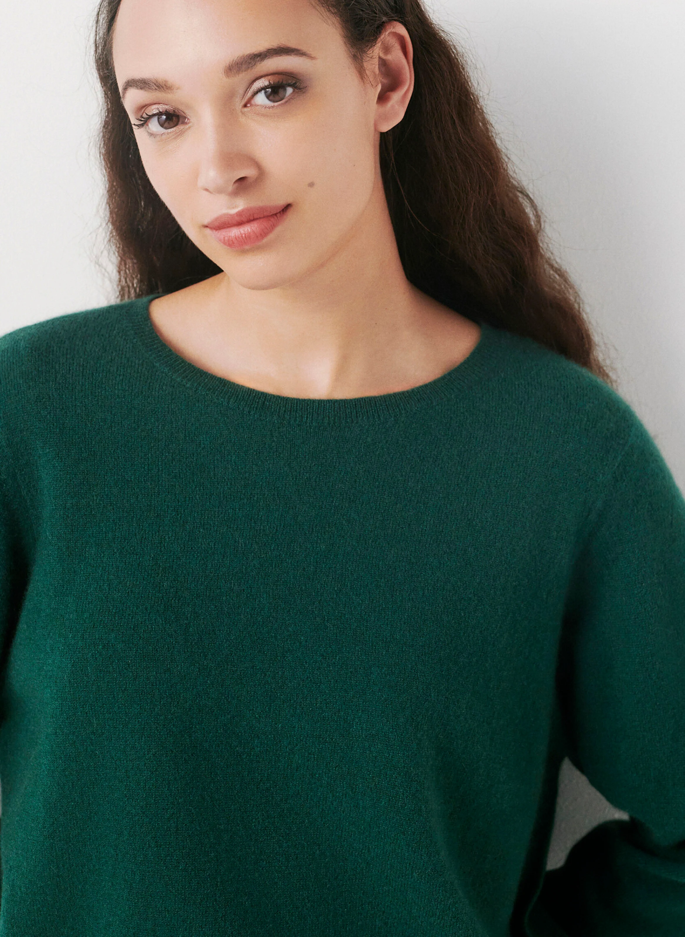 MCHELSEA - Pull droit col rond en cachemire | Vert