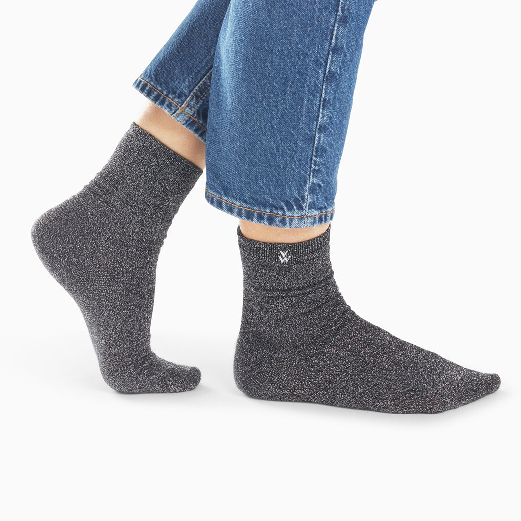 Chaussettes-Chaussettes Quinn noir et argent pailleté