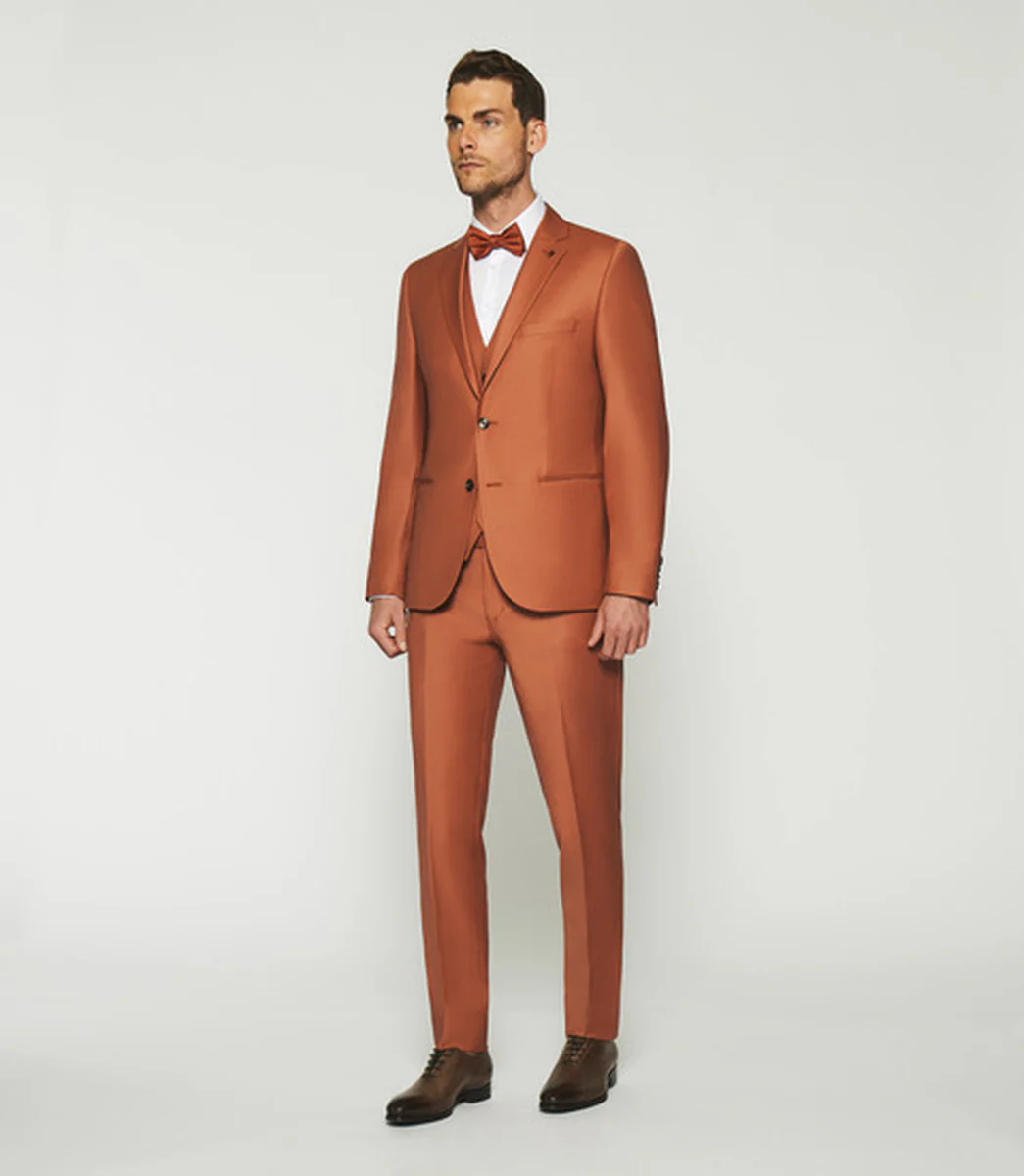 Costume 2 boutons en laine orange FAVORI