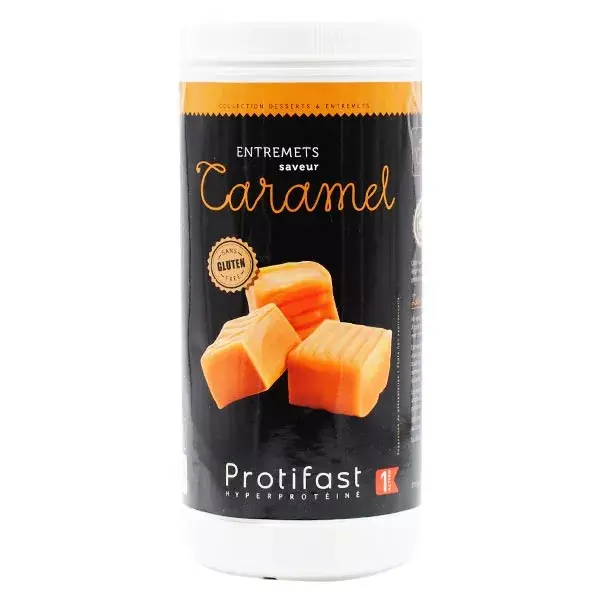 Sobremesa de caramelo rica em proteínas Protifast, pote de 500g