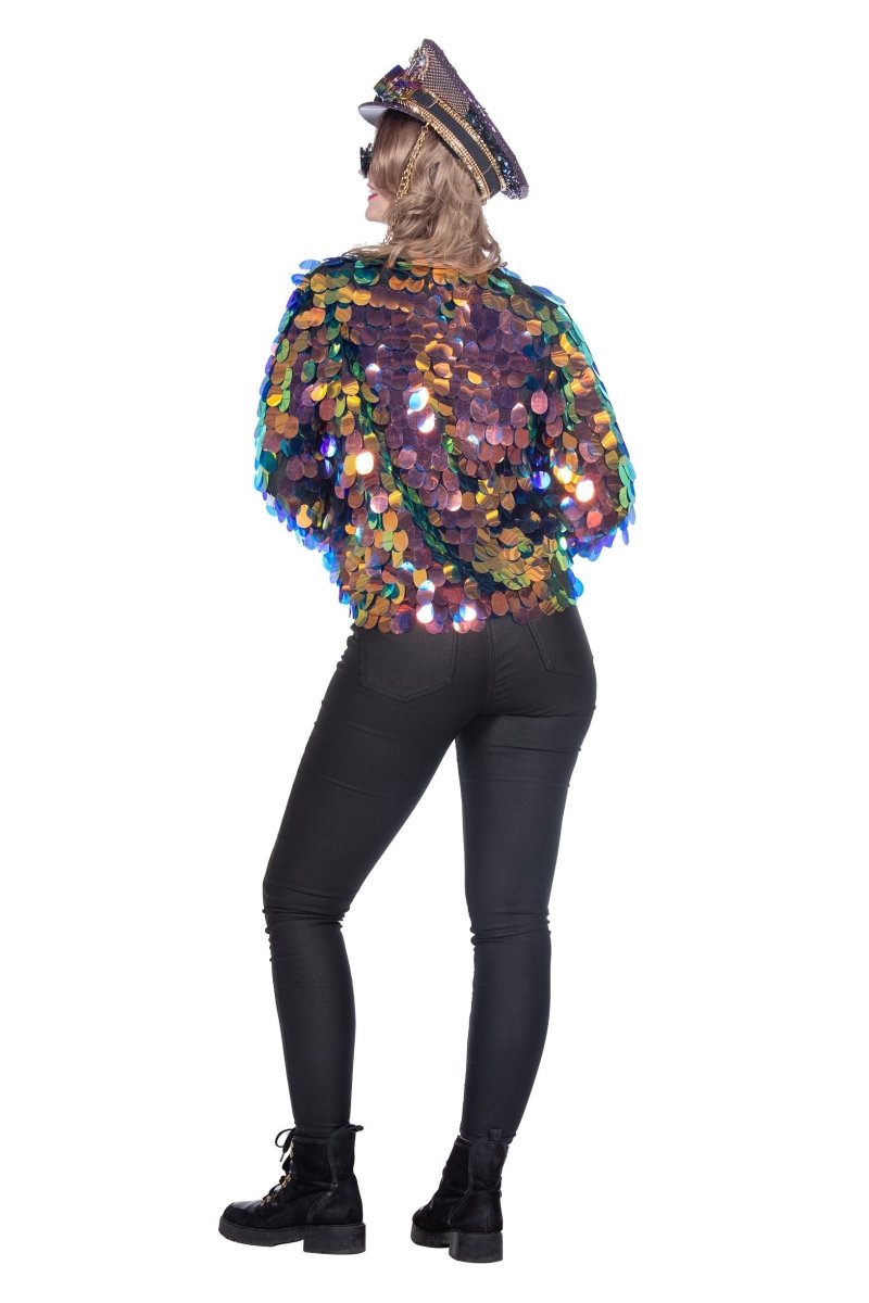 Blauw Gouden Jas Dames Pailetten Kort