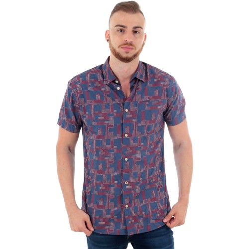 Jack & Jones - 12152574 JPRBYSON SHIRT SS ONE POCKET MOOD INDIGO SLIM FIT Azul