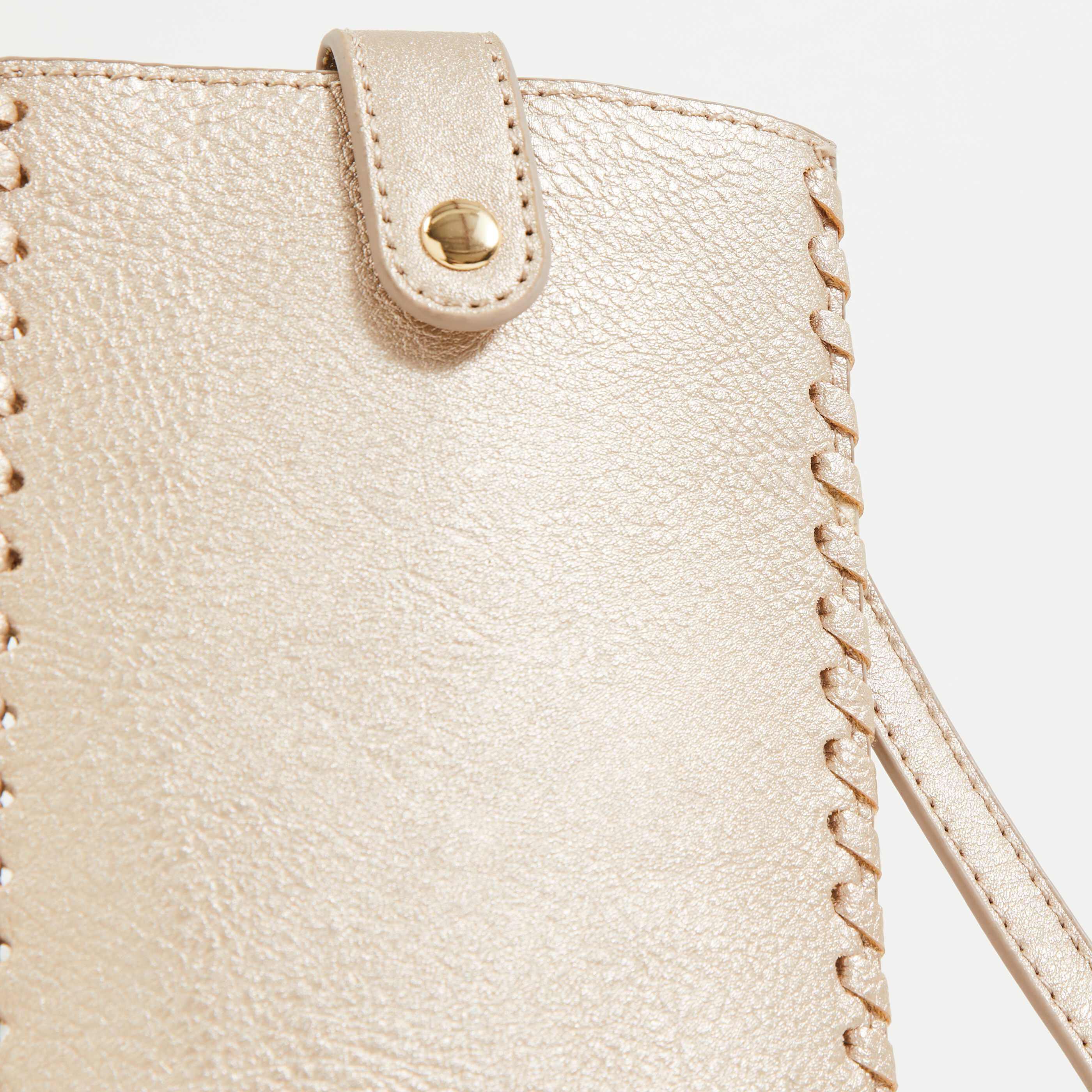 Pochette téléphone tressée dorée femme - OR