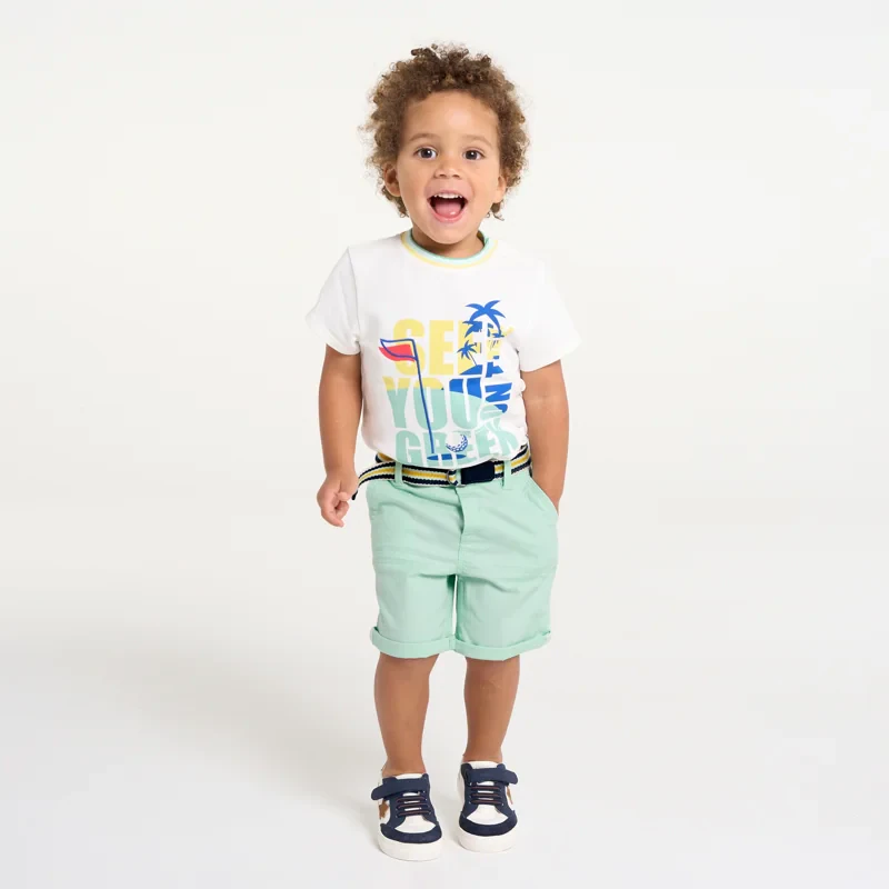 Bermuda toile fantaisie vert bébé garçon Vert