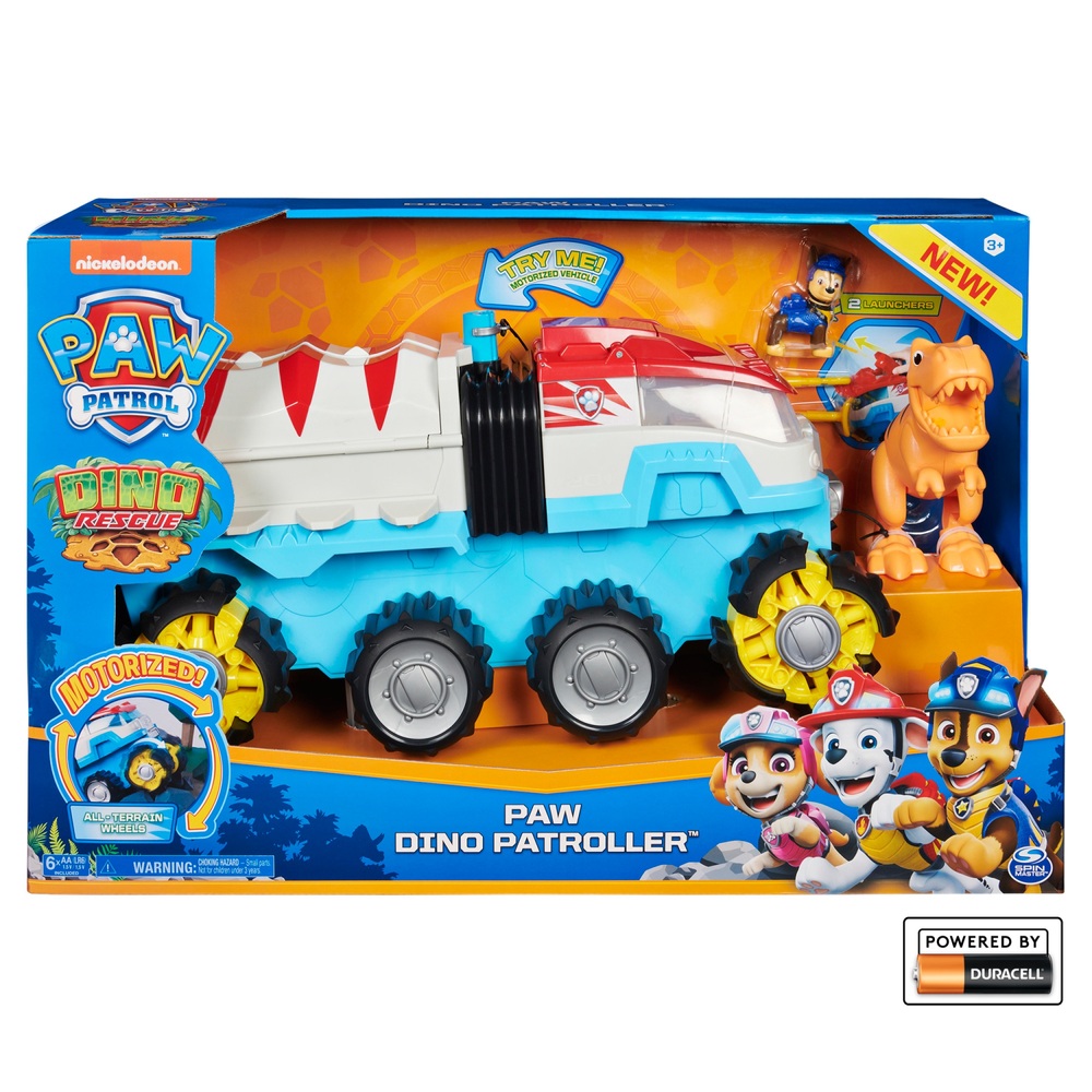 PAW Patrol Dino Rescue Dino Patroller Motorisiertes Teamfahrzeug mit Chase & T-Rex