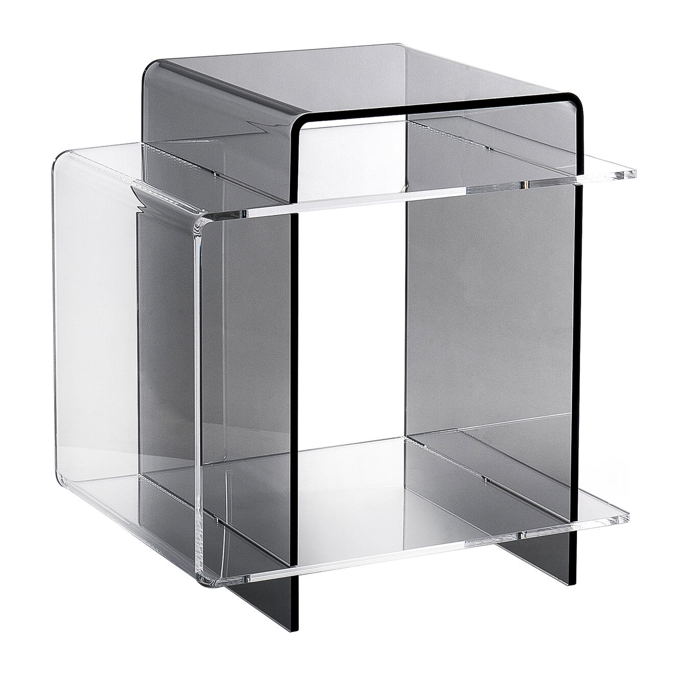 Iplex Table basse/chevet 70's fumé transparent - 45x33x47 cm