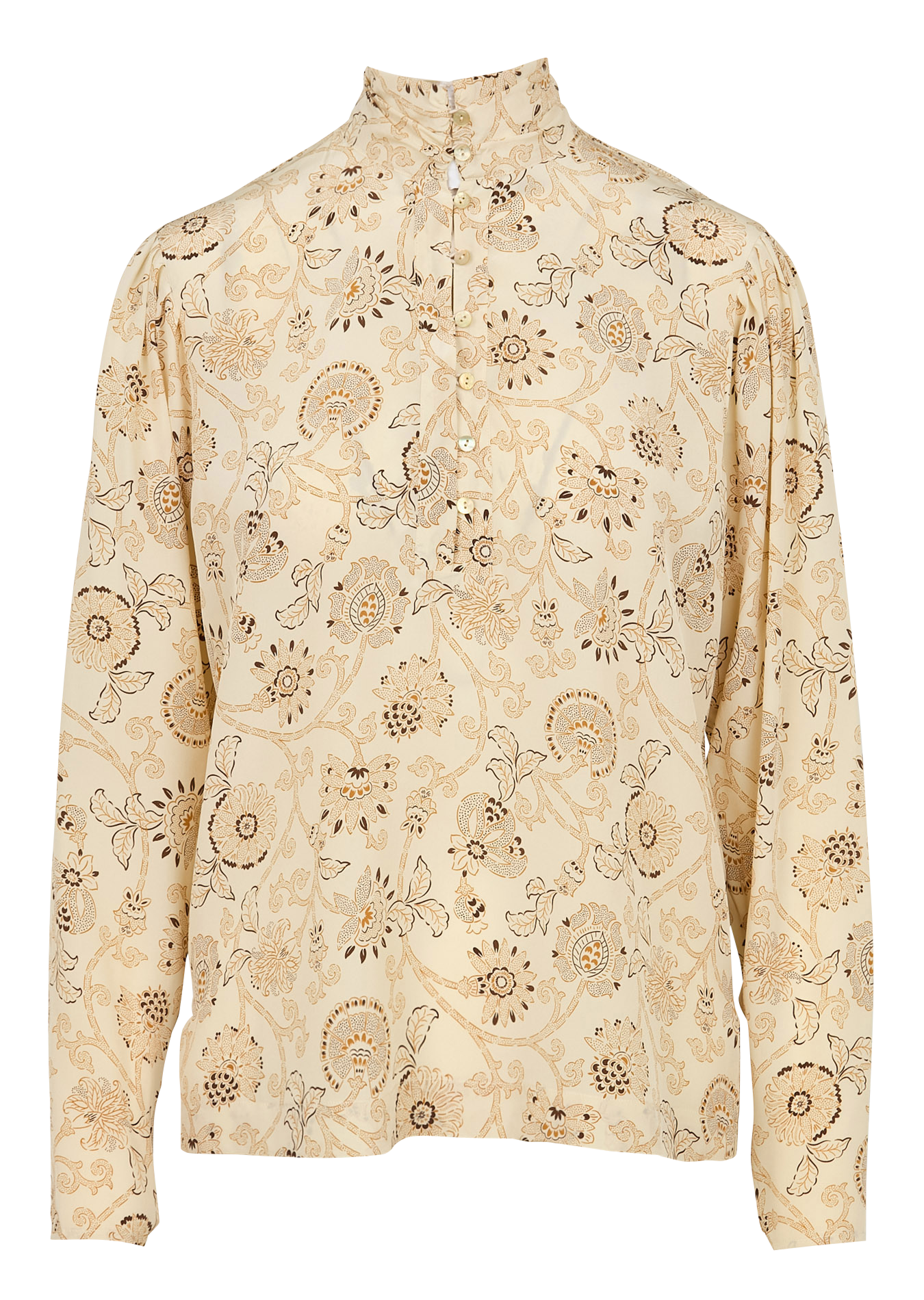 NAGISO - Blouse droite imprimée en soie | Beige