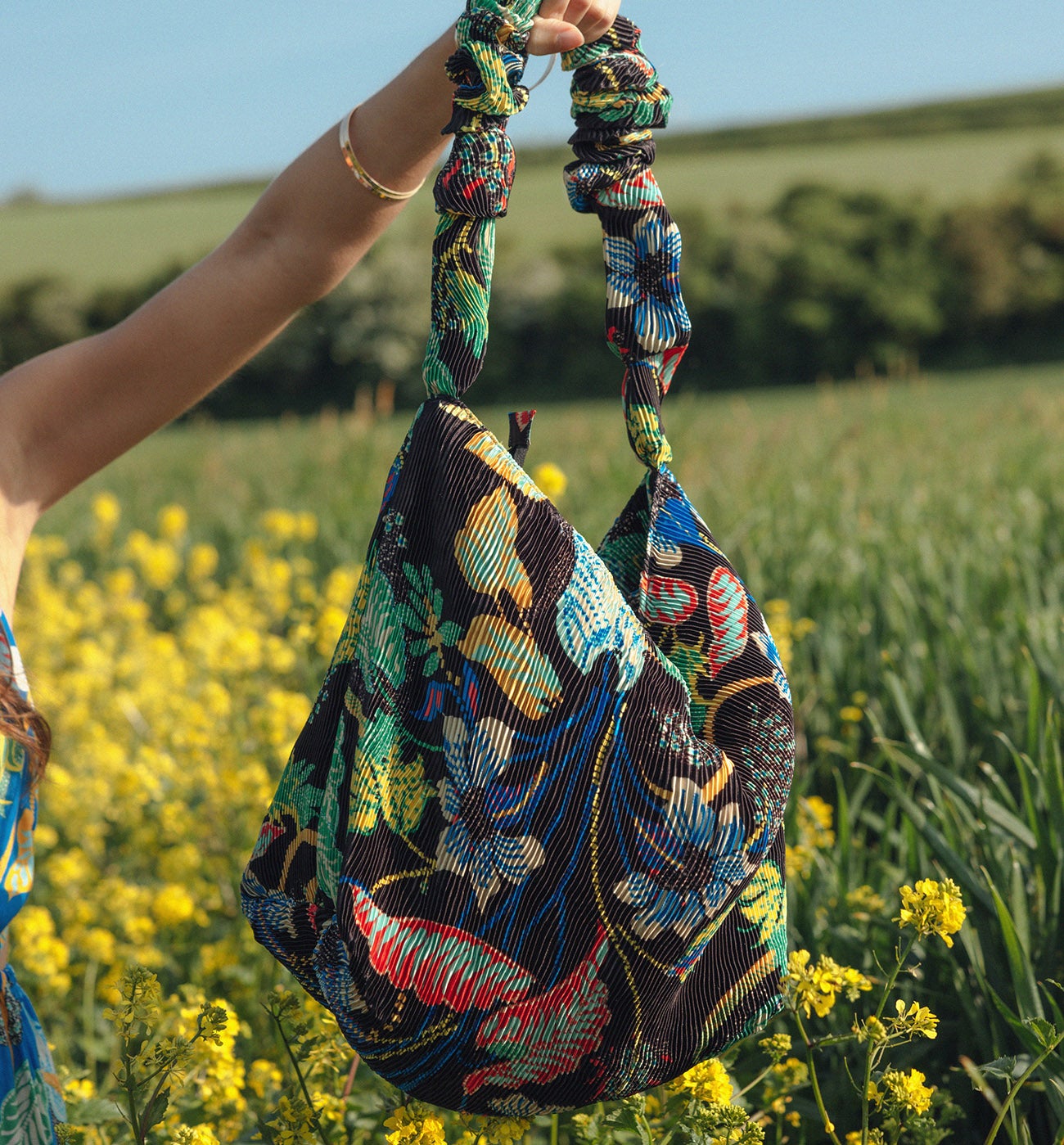 Grand sac plissé imprimé - Imprimé multicolore