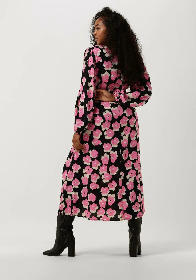 MODSTR\u00D6M roze modstr&ouml;m midi jurk bibbie print dress