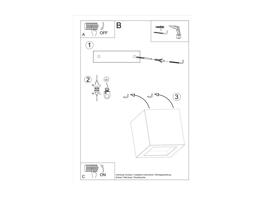 Sollux Lighting Leo Applique murale Up & Down gris béton, 12 cm