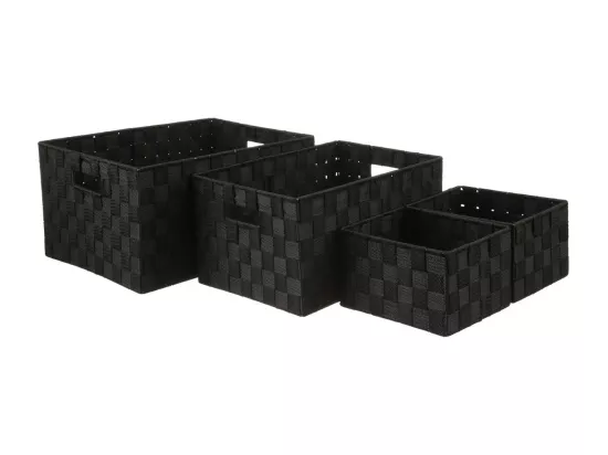 Paniers de rangement - Noir - Lot de 4 corbeilles de rangement