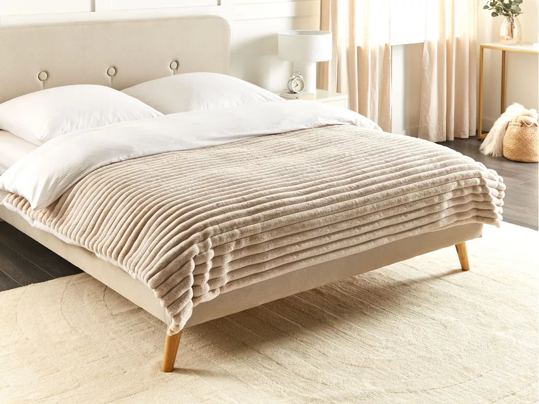 Couvre-lits RAKYA Fourrure synthétique 150 x 200 cm Beige