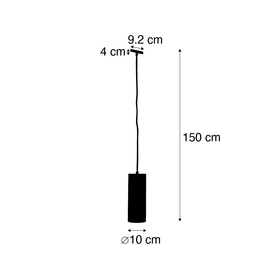 Design hanglamp zwart incl. rail adapter 1-fase - Slimline Tubo