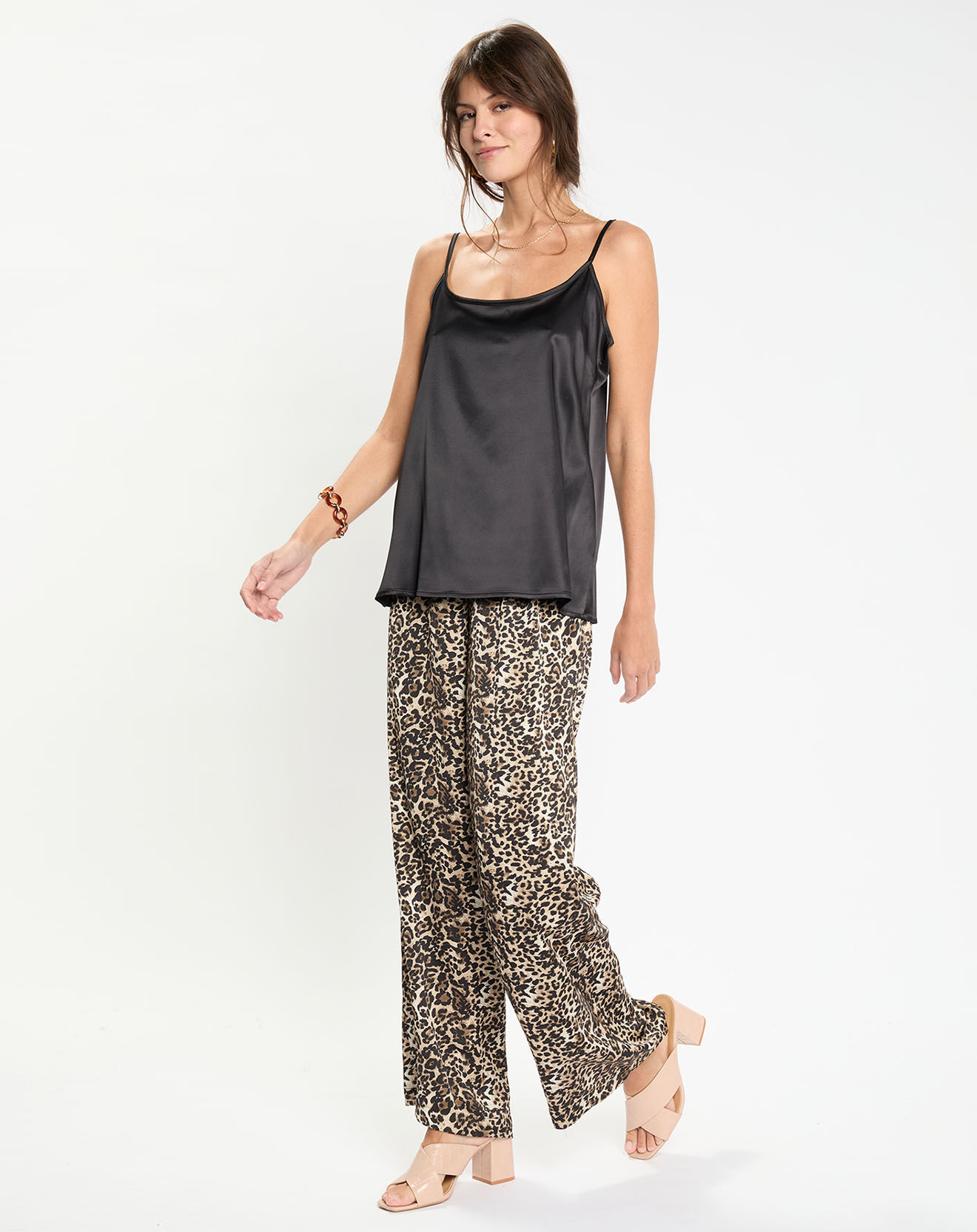 Lauren Vidal Top satiné Essential noir