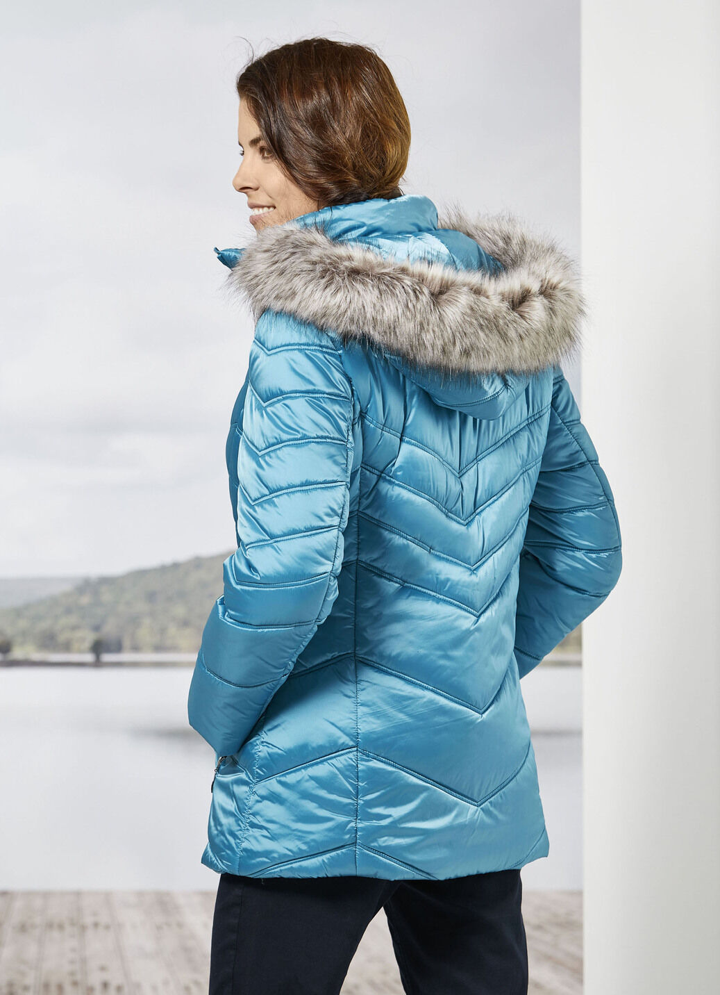 Jacke mit abnehmbarem Kunstpelz-Besatz